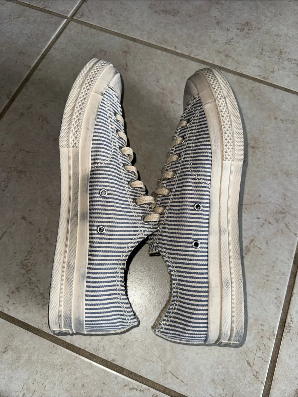 Converse Low-Top Striped Canvas Sneakers - Blue & White - Picture 7 of 9